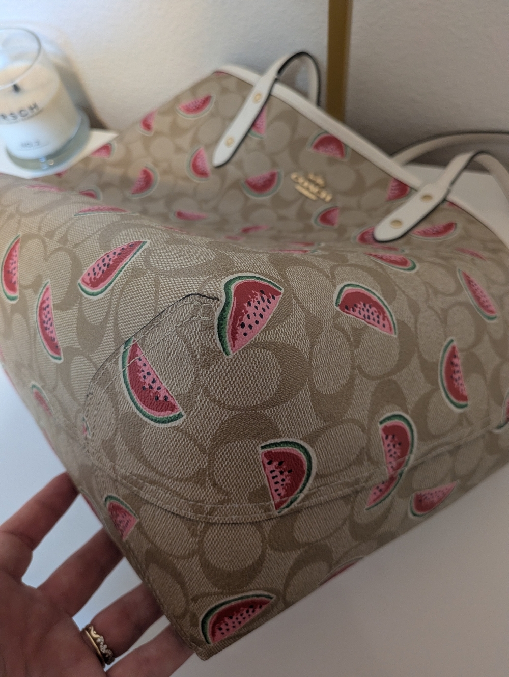 Coach Signature Watermelon Reversible Tote - Picture 6 of 10